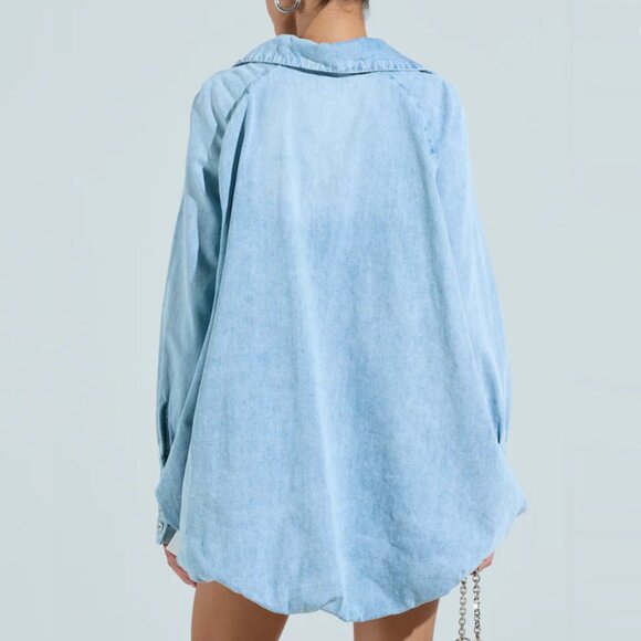 Akira Amelia Denim Hi Low Blouse - Picture 5 of 5